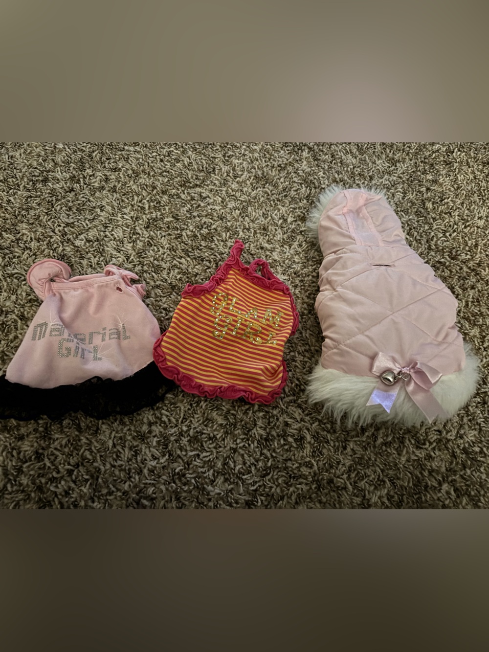Lot Doggles Material Girl Pink Quilted Faux Fur Hood Coat/Jacket XXS Warm